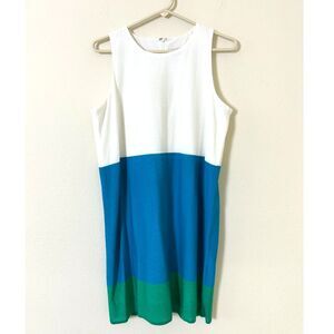 Misook Dress Women's M  Colorblock Sleeveless Sheath Dress‎ Tank knit blue green